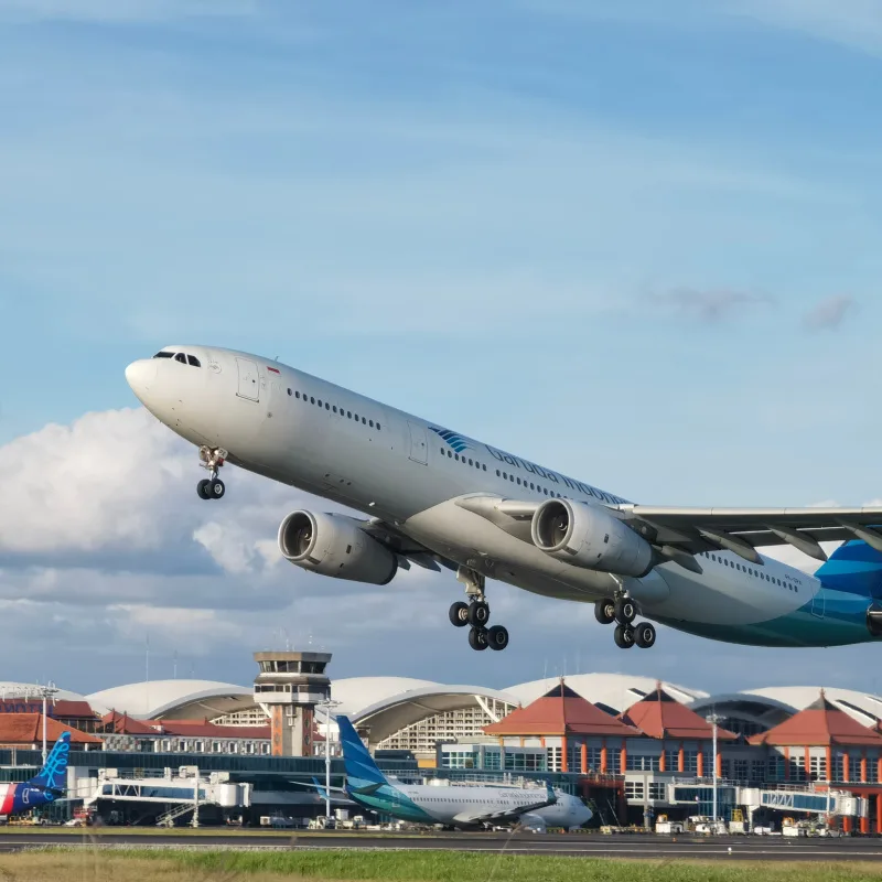 Garuda Airlines Plane Takes Off From Bali Airport