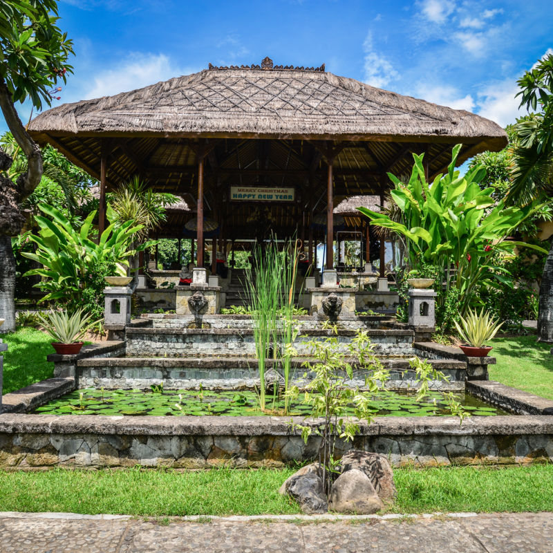 Hotel Entrance In Traditional Bali Style In North Bali.