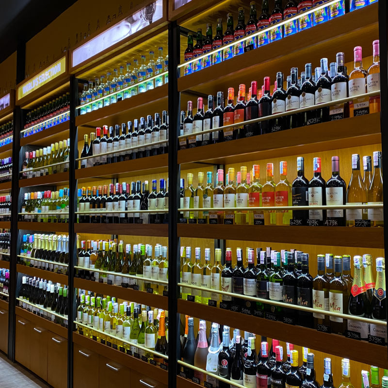 Liquor Store In Bali With Bottles Of Wine, Arak and Spirits