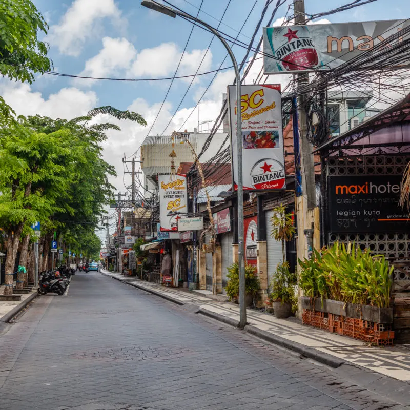 Quiet Tourist Street In Central Kuta Bali