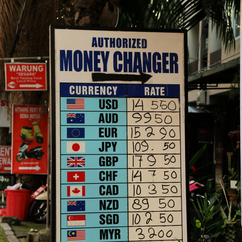 Sign for Money Changer in Bali