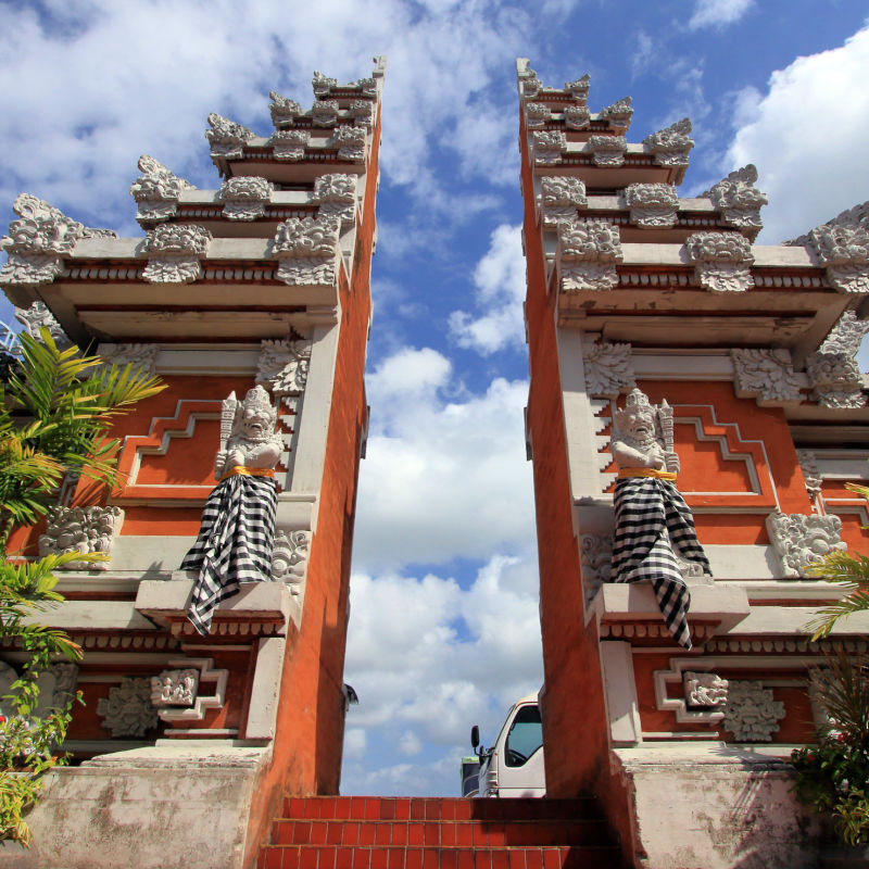 Traditional Temple Gateway At Bali Airport Entrance