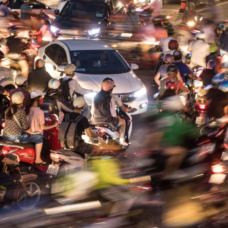 Traffic-Jam-In-Asia-At-Nighttime