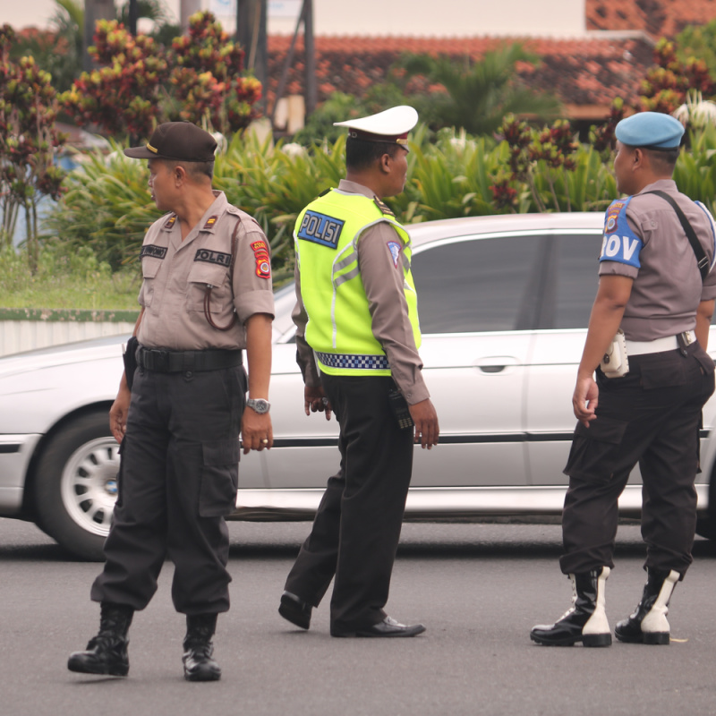 Traffic Police Stand in The Road In Bali
