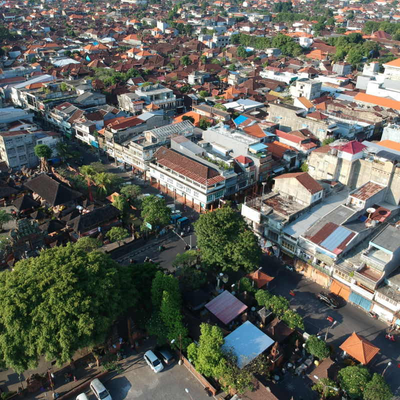 Ariel View Of Denpasar City In Bali