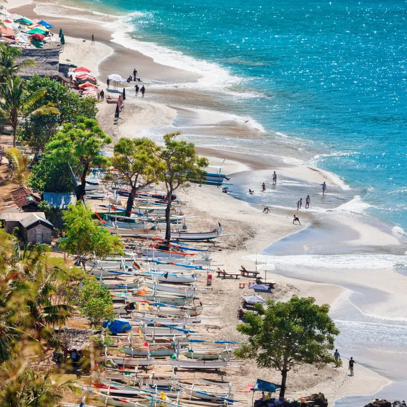 Ariel View Of Quiet Bali Beach.