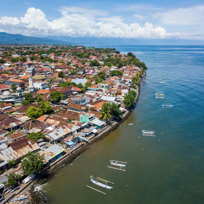 Ariel View Of Singaraja and Coastline In Buleleng Regency Bali