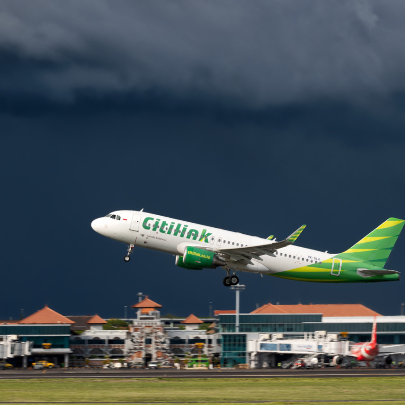 Citilink Airplane Takes Off From Bali Airport