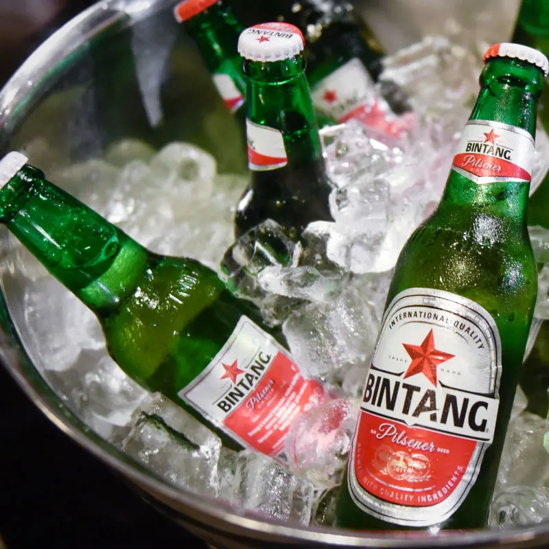 Close up Of Bintang beer Bucket in Bali