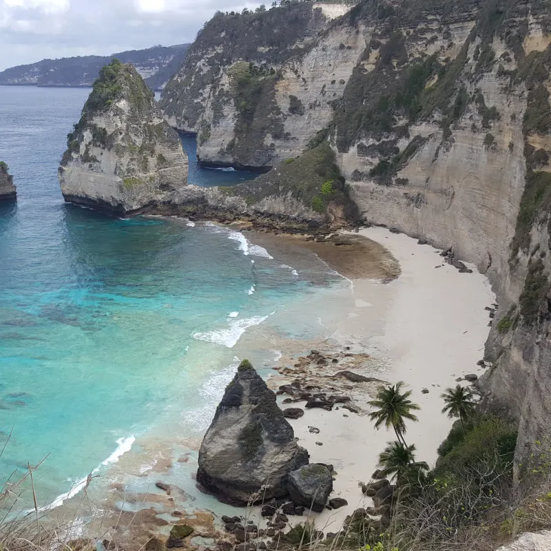 Diamond Beach in Nusa Penida Bali on Cloudy Day