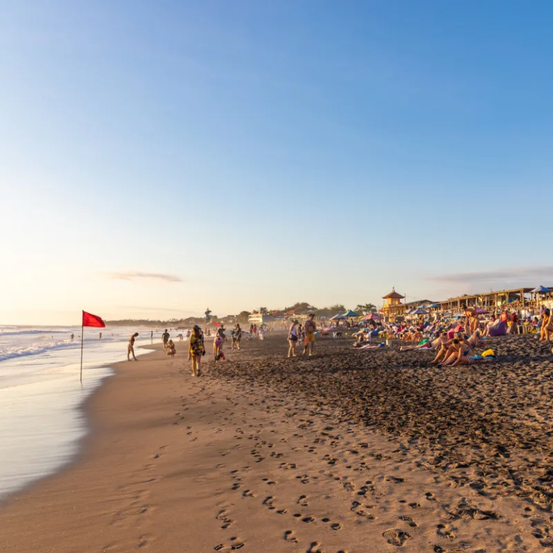 Echo Beach In Bali Canggu Busy With People