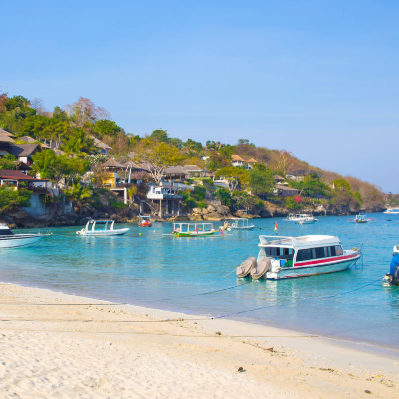 Fast Boats In Bay At Nusa Islands In Bali