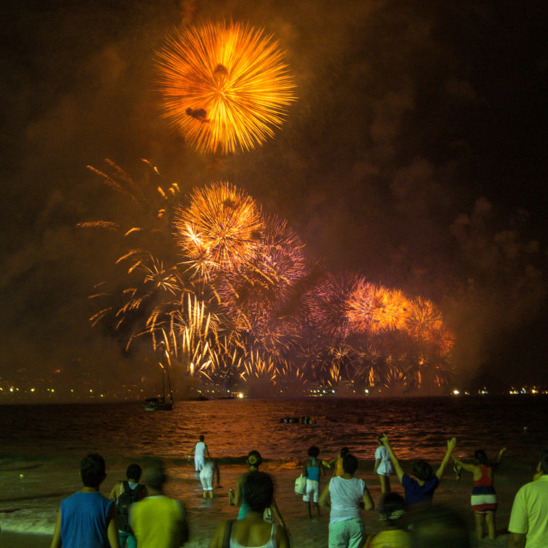 Fireworks On Beach on New Year's Eve