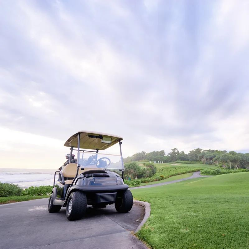 Golf-Caddie-Cart-On-Bali-Golf-Course