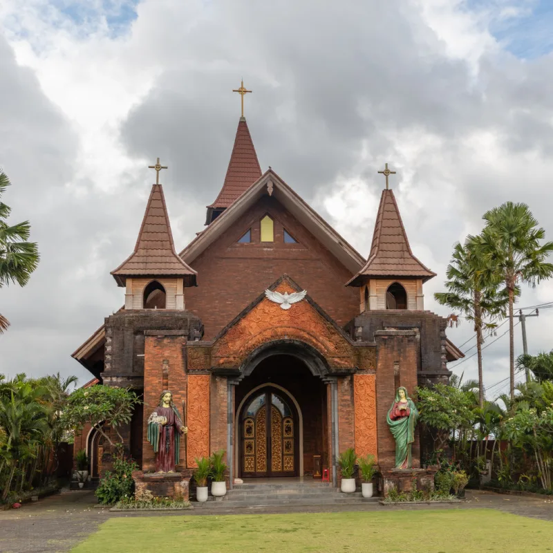 Outside Of A Church In Bali.