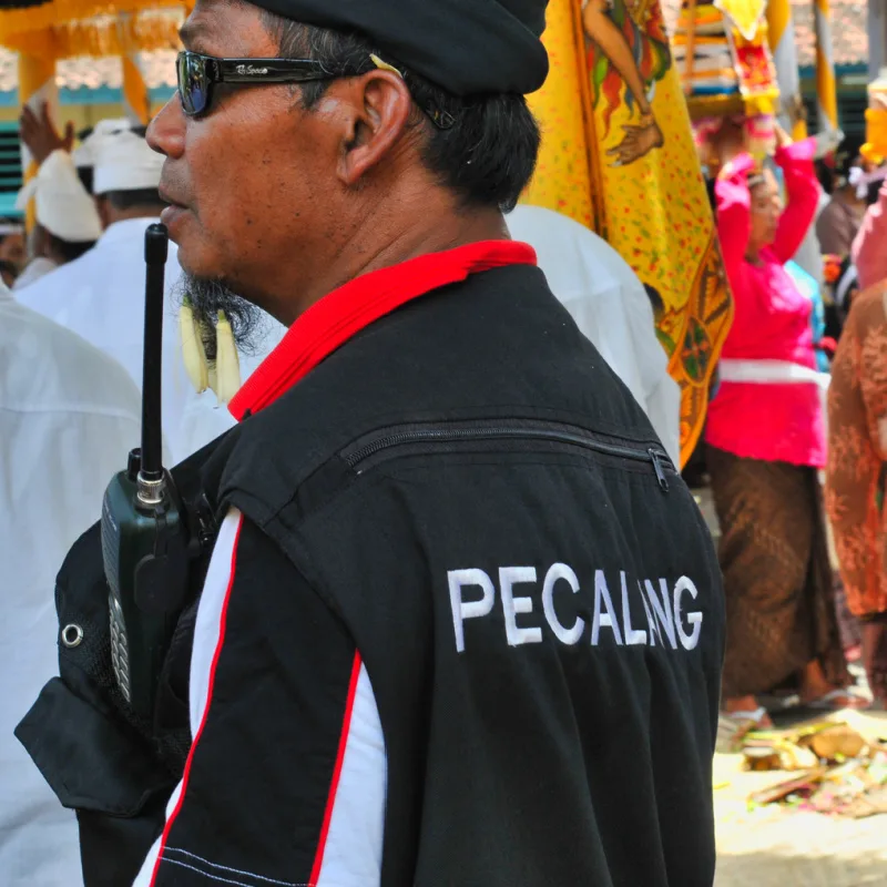 Pecalang officer on street