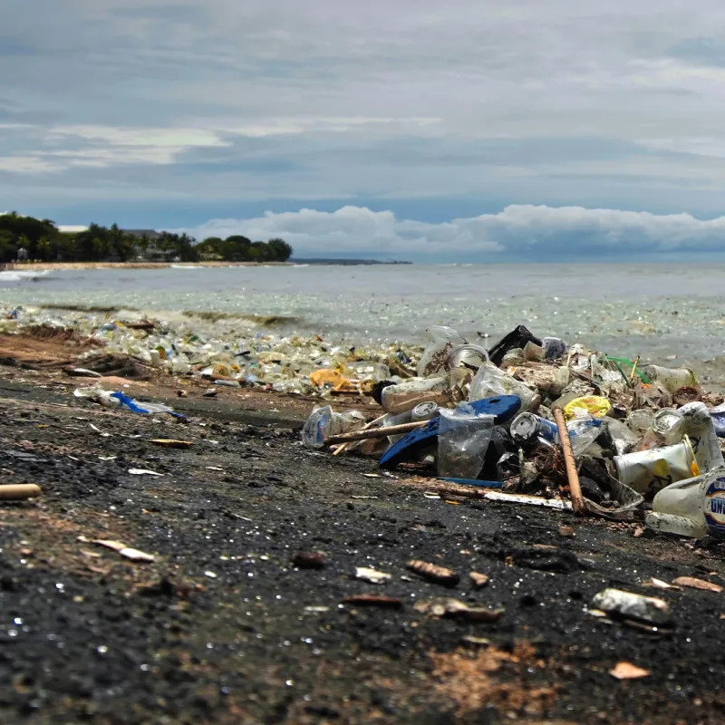 Plastic Waste Garbage Trash On Bali Beach
