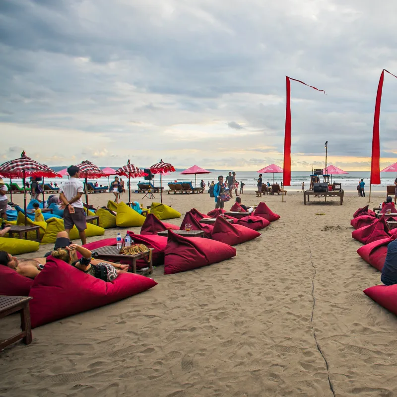 Seminyak Beach In Bali At Sunset