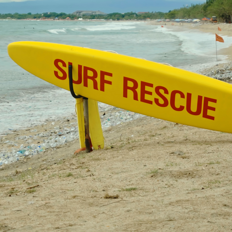 Surf Rescue Flags On Bali Beach.