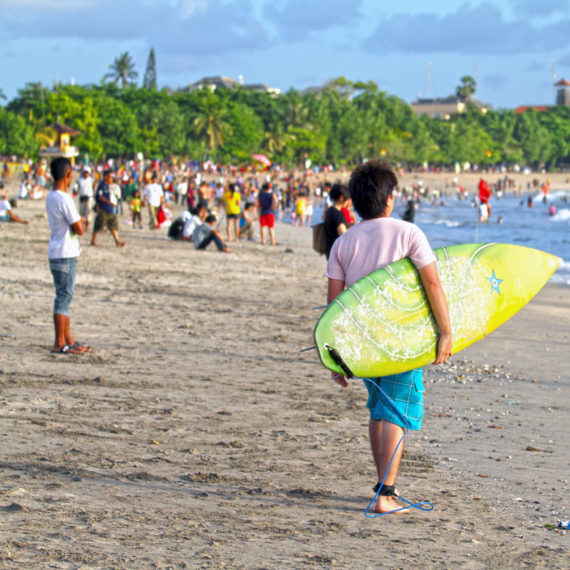 Surfer-On-Busy-Kuta-Beach