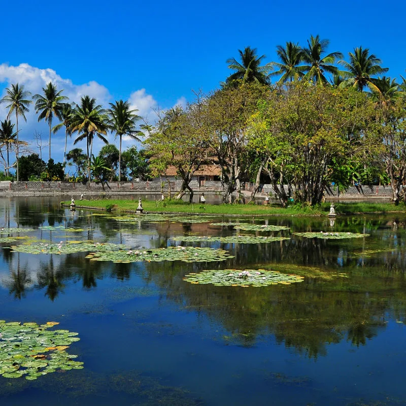 Temple And Lake Close To Candidasa Bali