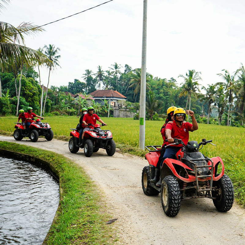 Tourists Ride ATV Quad Bikes In Bali