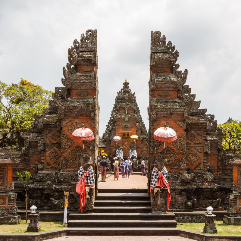 Tourists Visit Bali Temple