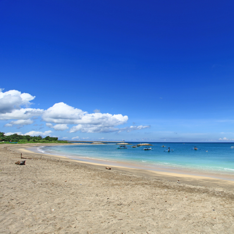 View Of Empty Jerman Beach In South Kuta Bali.