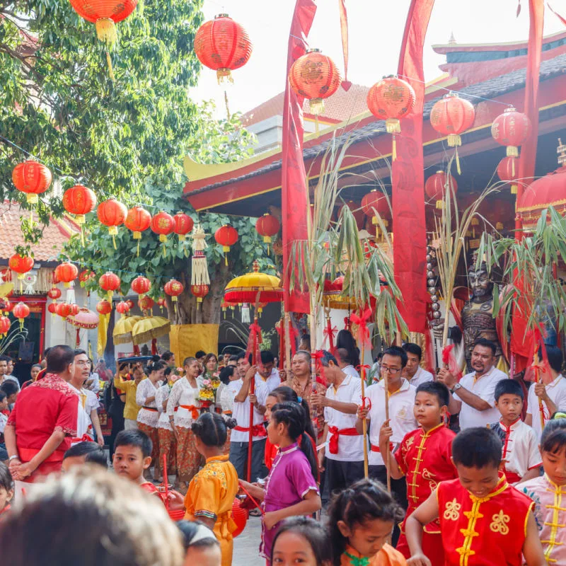 Community Ceremony At Chinese Han Buddhist Dharmayana Kuta Temple in Bali