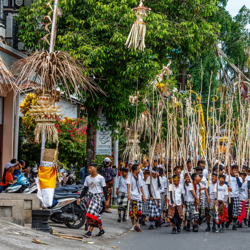 Community In Munggu Village In Badung Bali Prepare For Ceremony