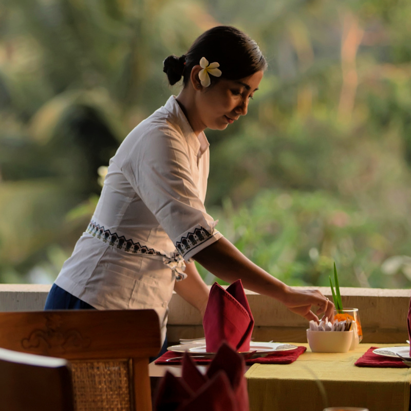 Waitress In Bali Cafe Restaurant