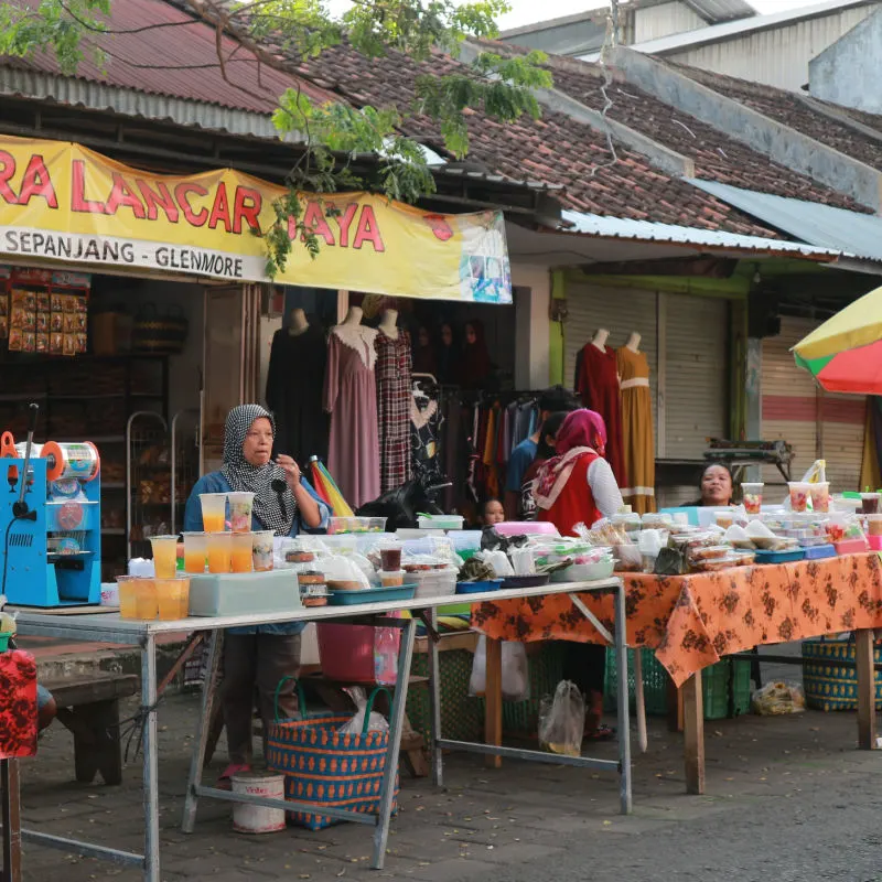 Women Selling Food and Drinks At Stall in East Java