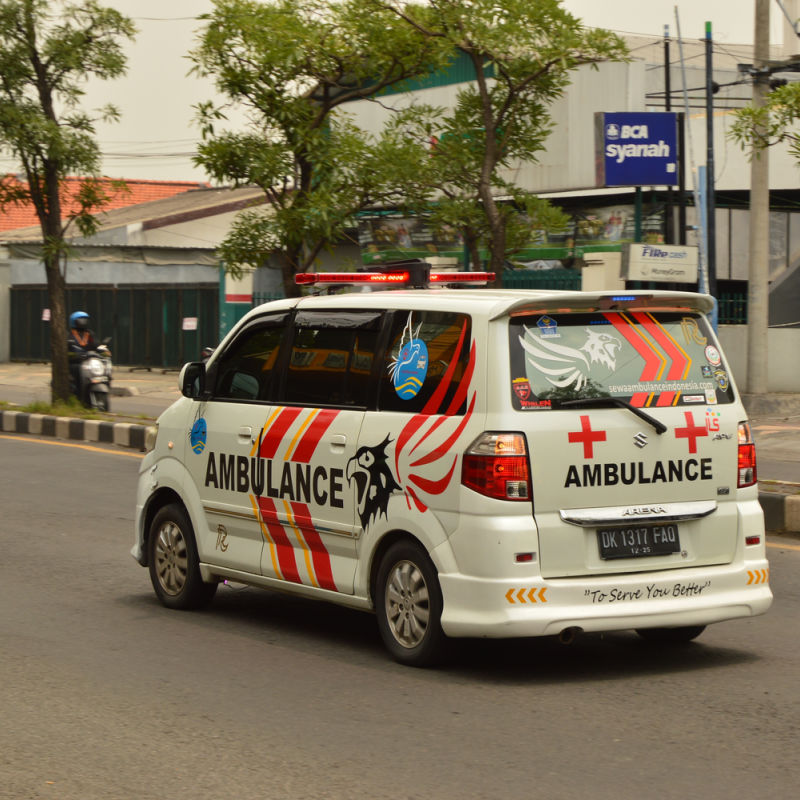 Ambulance-Drives-On-Road-in-Bali