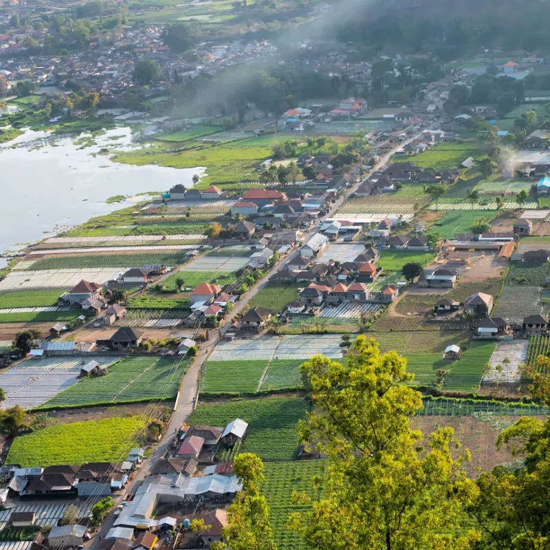 Ariel View Of Villages In Rural Bali