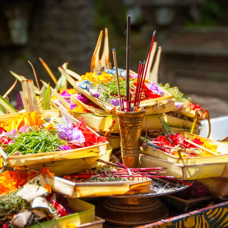 Canang Sari Pura Puja Offerings in Bali 