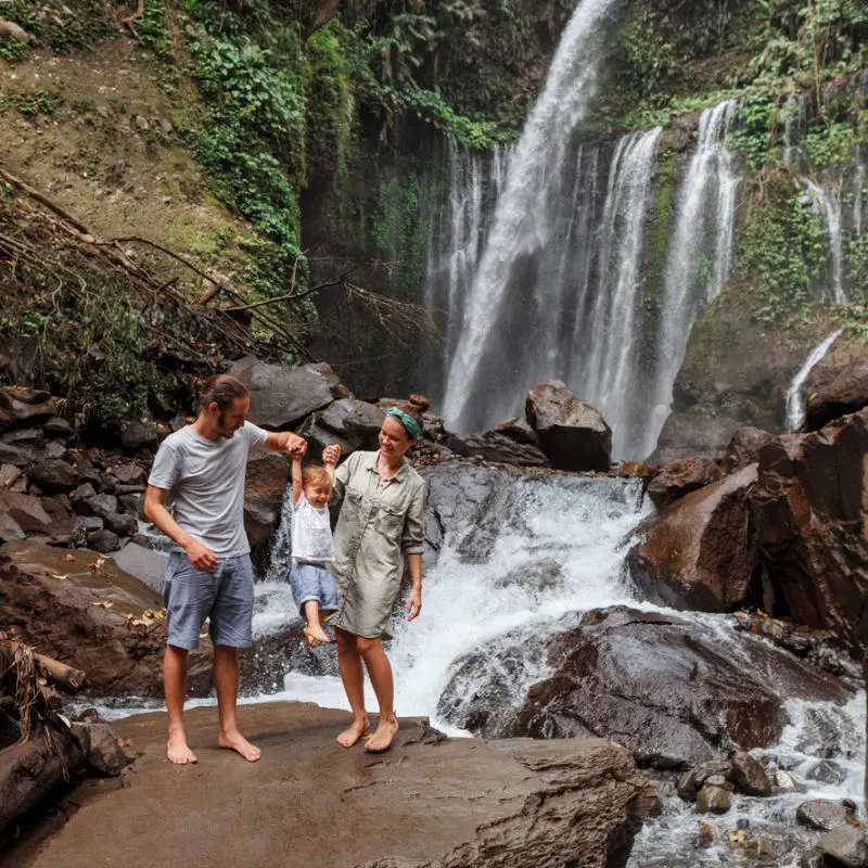 Family-At-Waterfall-in-Bali