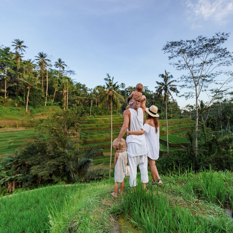 Family-look-out-over-rice-feild-in-Bali