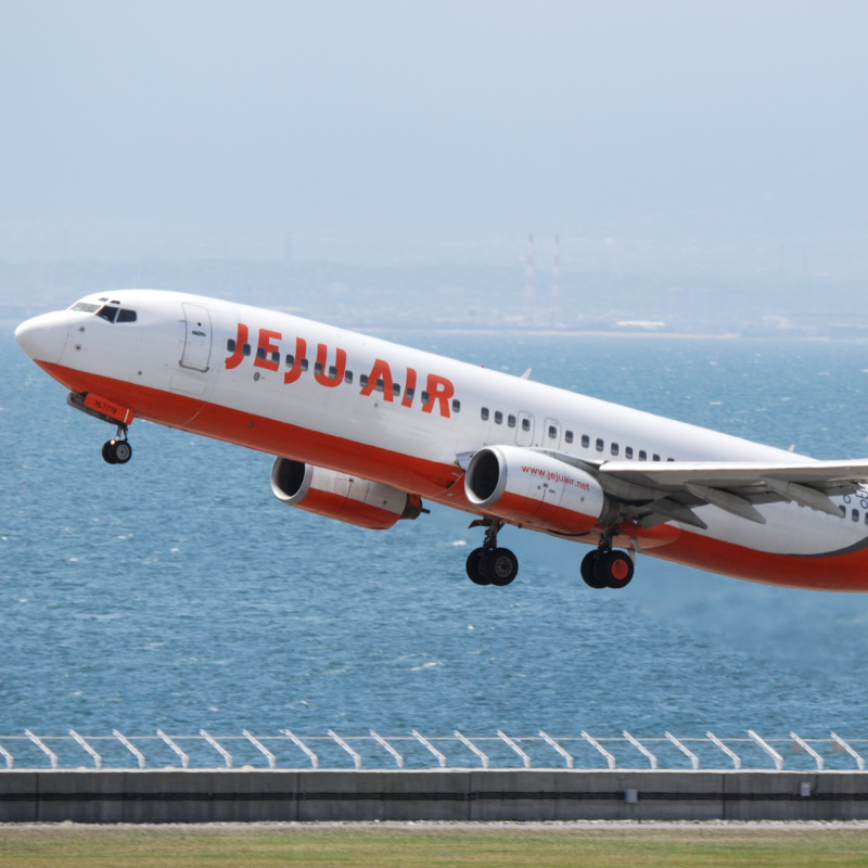 Jeju Air Plane Takes Off From Airport Close To Ocean