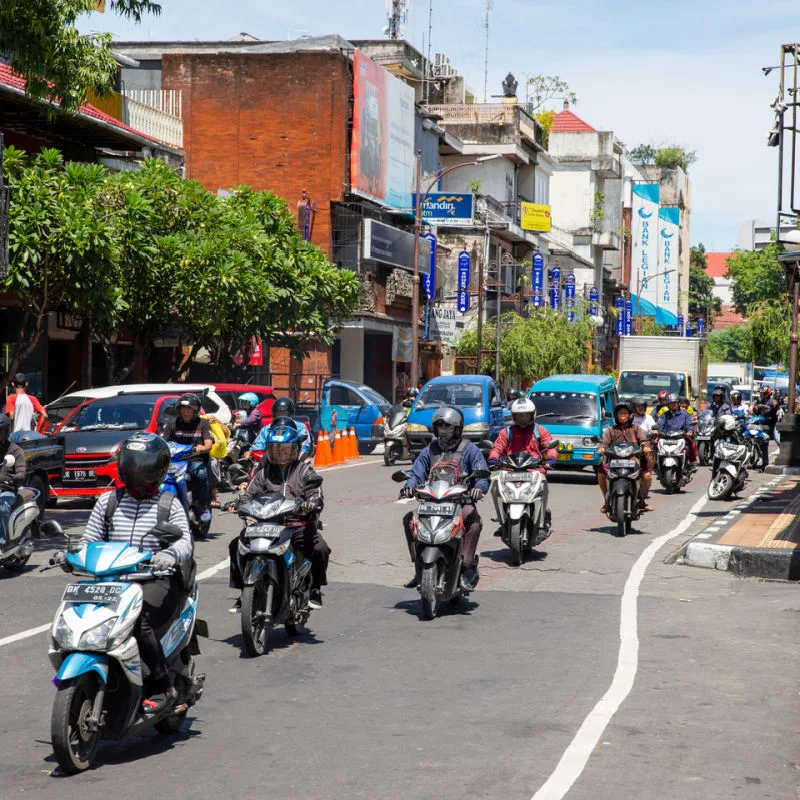 people on scooters in bali