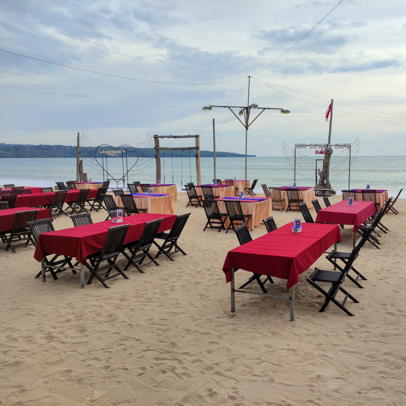 Tables for Tourist Resturant on Kedonganan Beach in Bali.jpg
