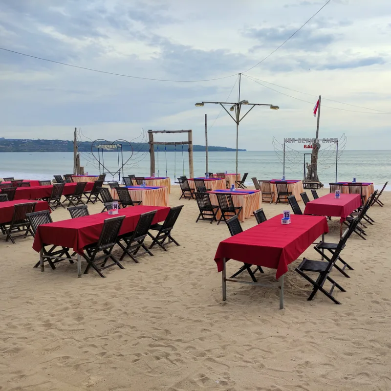 Tables for Tourist Resturant on Kedonganan Beach in Bali.jpg