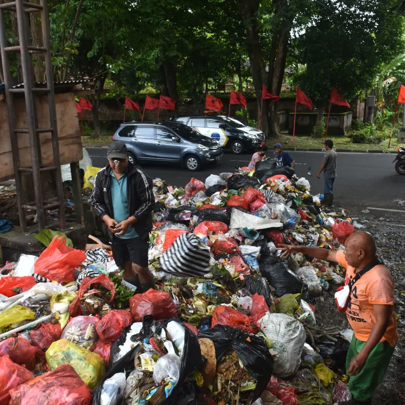 Trash Waste Garbage Pile in Denpasar.