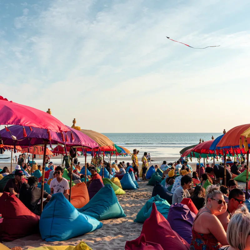 Tourists-on-Seminyak-Beach-in-Bali