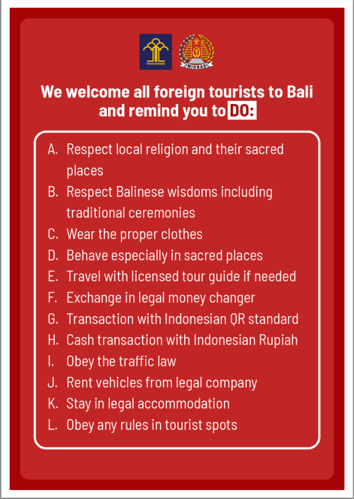 Bali Tourist Rules Do's