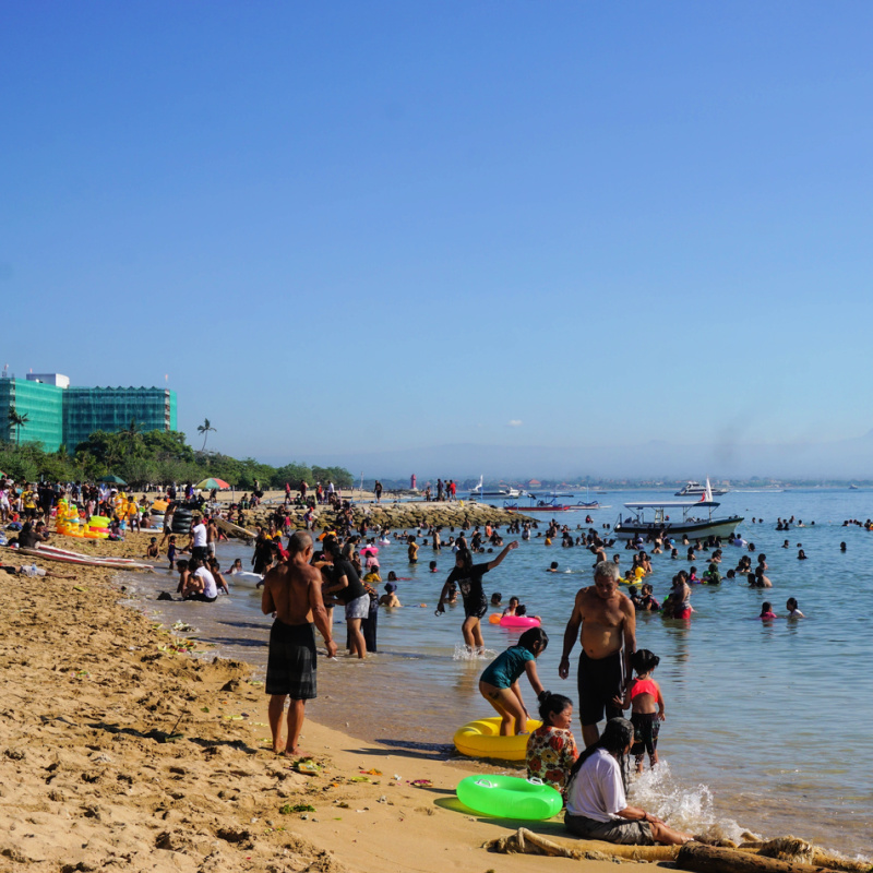 Sanur Beach Busy With Tourists