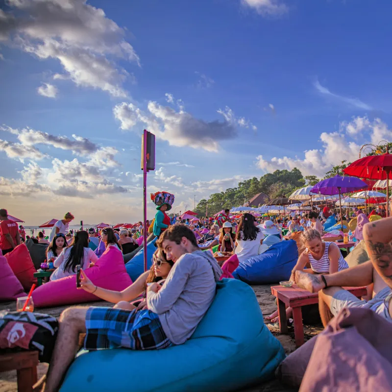 Tourists-in-Seminyak-Beach-in-Bali