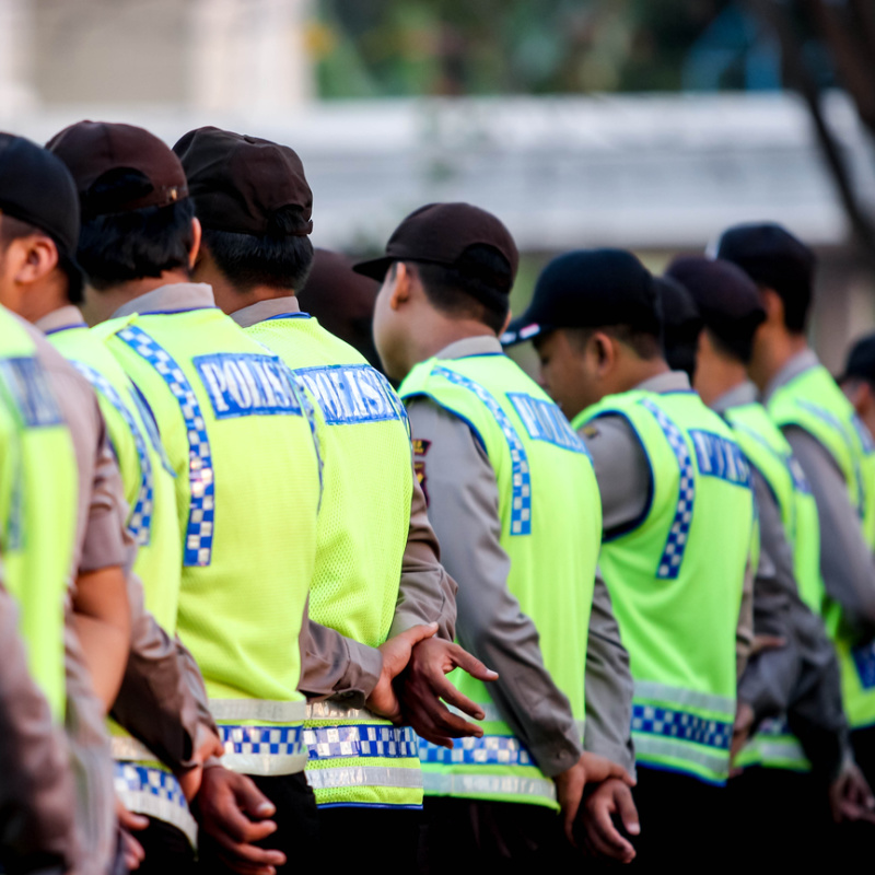 Police Line Up In Bali