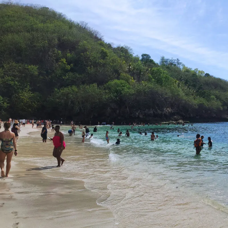 Tourists at Crystal Bay Nusa Penida