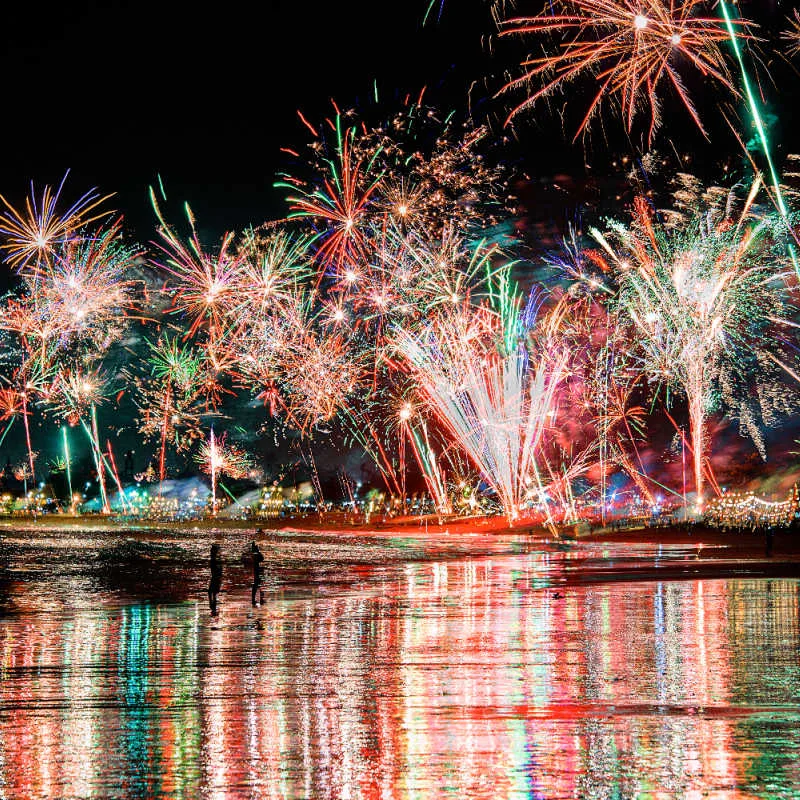 Fireworks-Over-Bali-Beaches-on-Christmas-New-years-Eve