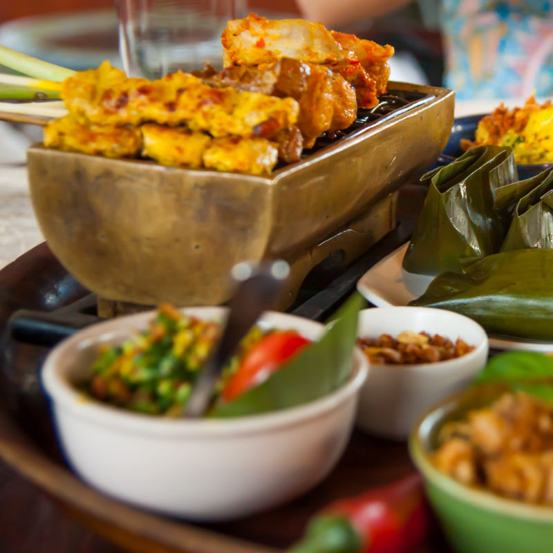 Balinese-Satay-plates-of-food-on-a-table